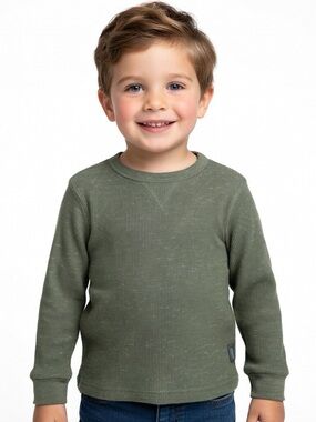 Boys’ Olive Green Long-Sleeve Thermal Top